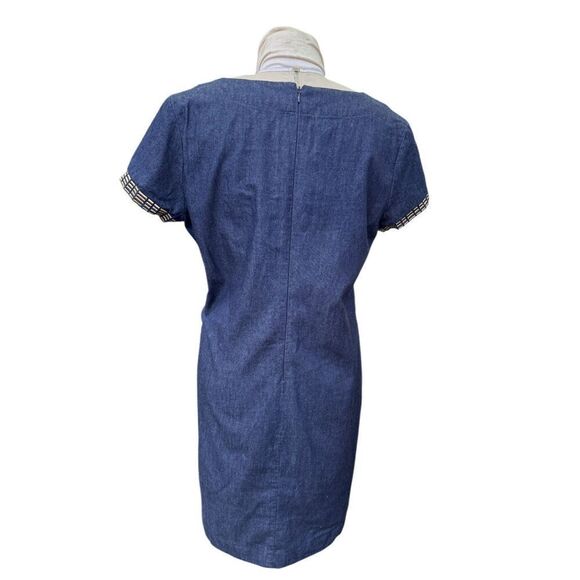 Dana Buchman Chambray Denim Dress Gold Metallic Neckline Sz. 14 - Picture 5 of 10